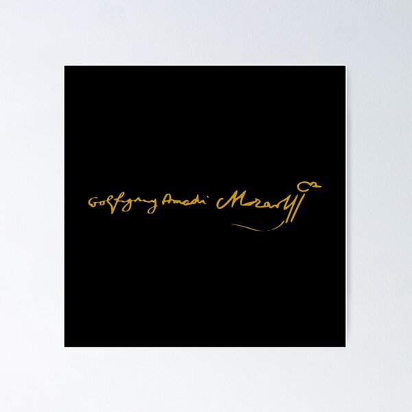 Vista previa del artículo con la obra «Wolfgang Amadeus Mozart - Firma - Oro viejo - RB», diseñado y vendido por GrandArtists.