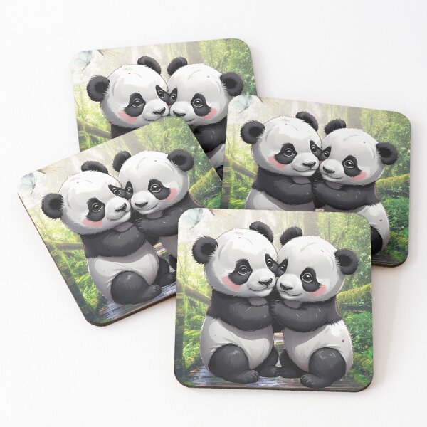 Item preview, Baby Panda bear couple hugging each other cutely  designed and sold by P-P-P-MOD.