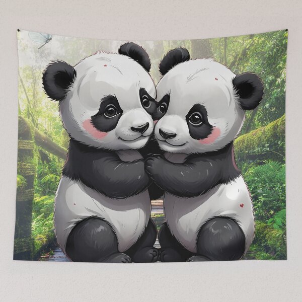 Item preview, Baby Panda bear couple hugging each other cutely  designed and sold by P-P-P-MOD.