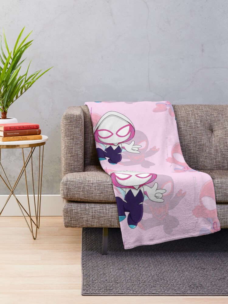 Thumbnail 2 of 6, Throw Blanket, Cartoon spider ghost, cute baby spidey girl, grl pwr, cartoon ghost designed and sold by DariaMiller.
