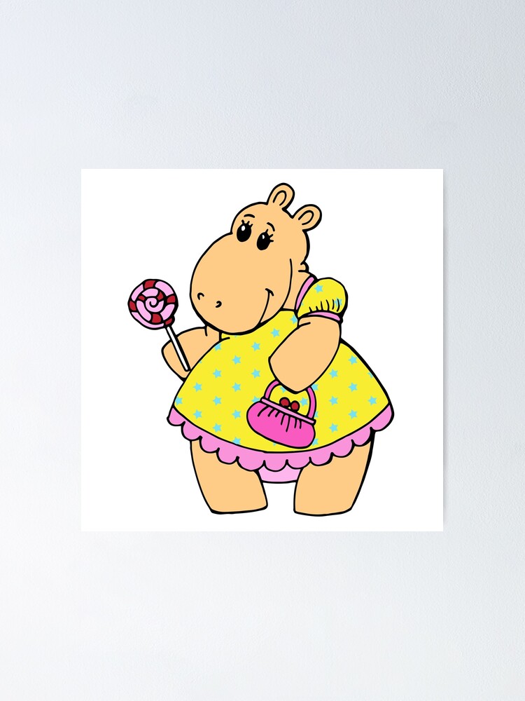 Hippo Girl In Yellow Dress Poster By Filimonovart23 Redbubble