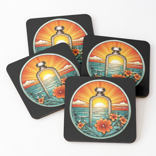 Item preview, Ocean Perfume Bottle at Sunset with Hawaiian Flowers designed and sold by NautiChic.