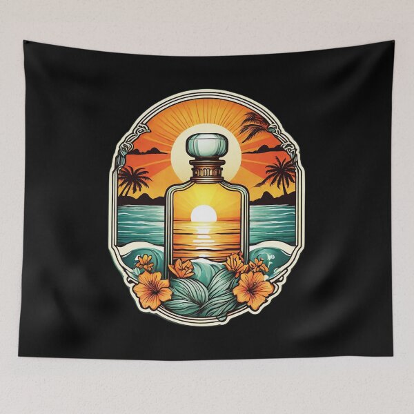 Item preview, Hawaii Perfume Bottle at Sunset with Palm Trees and Orchids designed and sold by NautiChic.