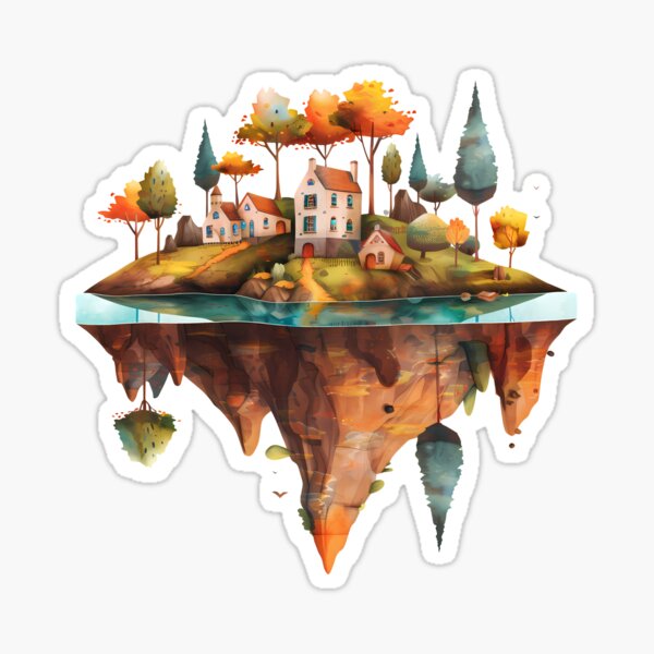 Item preview, Floating Island - Floating Island with Cute Houses designed and sold by lawsongabriel.