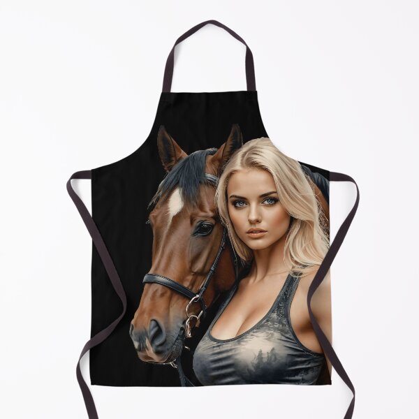 Item preview, Enchanting Golden-Haired Beauty with Majestic Horse – High-Resolution Fantasy Art designed and sold by Fantasy-Art.nl.
