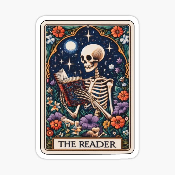 Item preview, Book Lover Skeleton Spooky Season Tarot The Reader designed and sold by clarebellamakes.