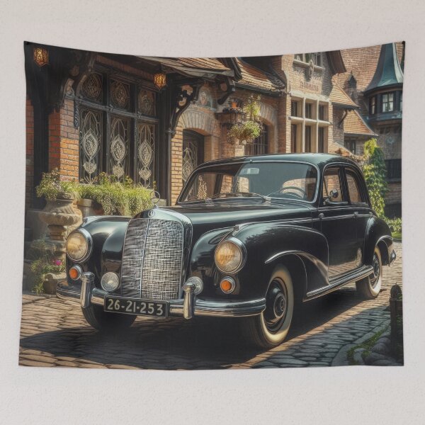 Item preview,  Mercedes Benz retro Luxury Black car wallpaper Background designed and sold by Expressions-Sel.