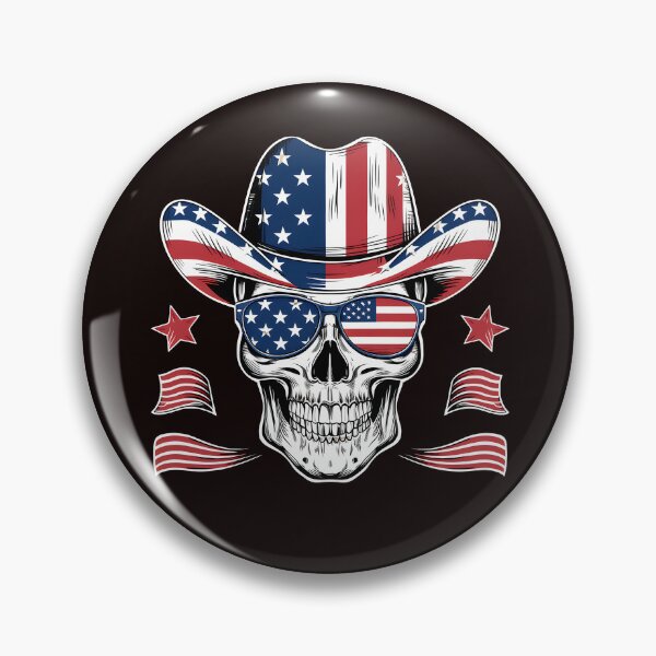 Item preview, Patriotic Cowboy Skull with American Flag Hat and Sunglasses designed and sold by Sonchai Paladsai.
