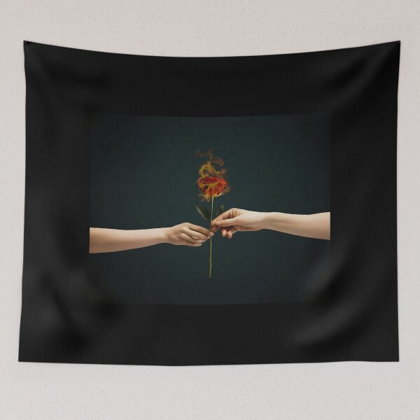 Item preview, hands holding a fire red rose designed and sold by OneLastWish.