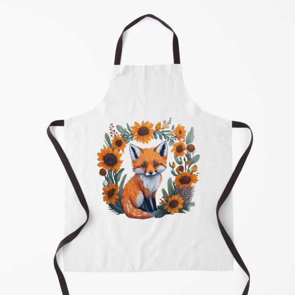 Item preview, Cute baby fox in an autumn wreath of sunflowers and leaves - small portrait in vintage style. designed and sold by SaraSumi.
