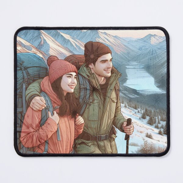Item preview, Adventurous Couple Hiking Snowy Mountains designed and sold by choder61.