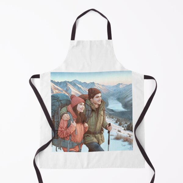 Item preview, Adventurous Couple Hiking Snowy Mountains designed and sold by choder61.