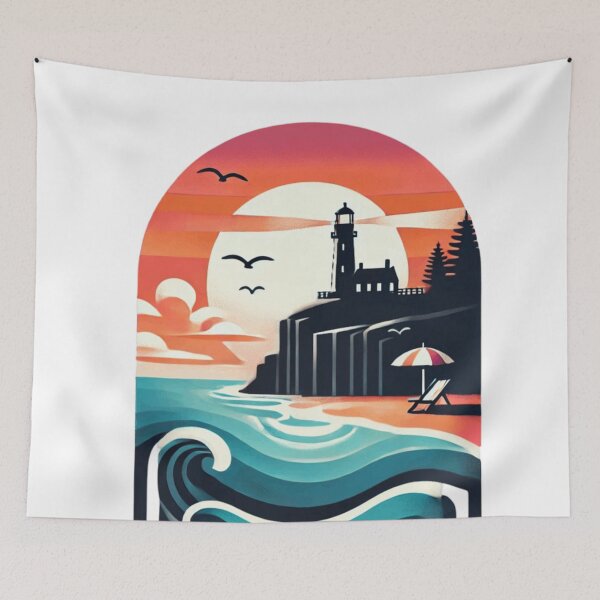 Item preview, Sunset Lighthouse Coastal Art designed and sold by sadman73.
