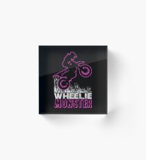 Wheelie Monster Pink Acrylic Block