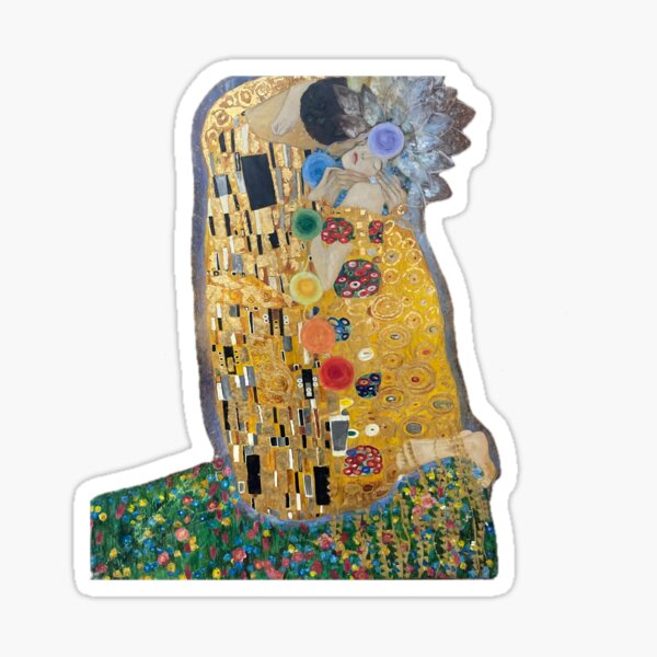 Aperçu de l'œuvre Gustav Klimt - Le Baiser (avec chakras et fleur de lotus, sans B/G) créée et vendue par ColorsandEye.