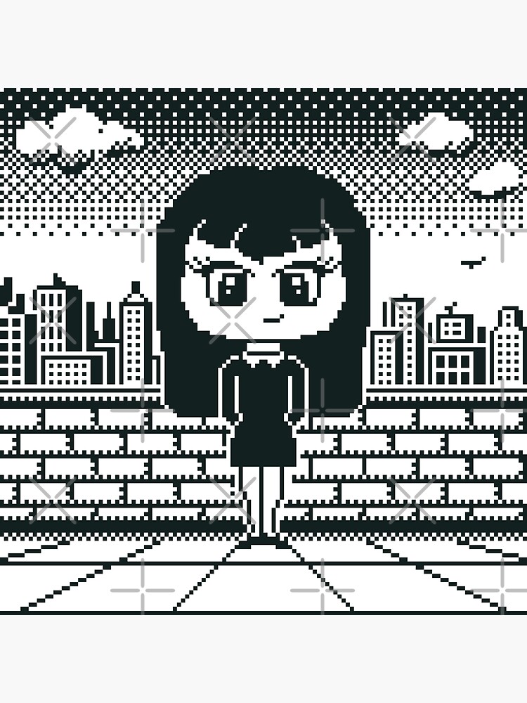 Thumbnail 3 of 3, Sticker, 1 Bit School Girl - Pixel Art designed and sold by djspacegr.