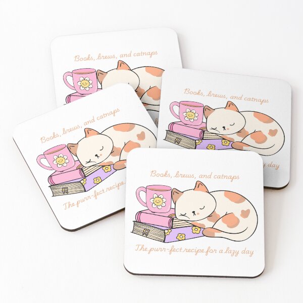 Item preview,  Books, brews, and catnaps: The purr-fect recipe for a lazy day! designed and sold by Designfs.
