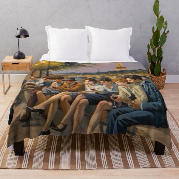 Item preview, Parisian Friends Hanging by the Seine – Eiffel Tower Evening Glow Art. By Carraann. designed and sold by CARRAANN.