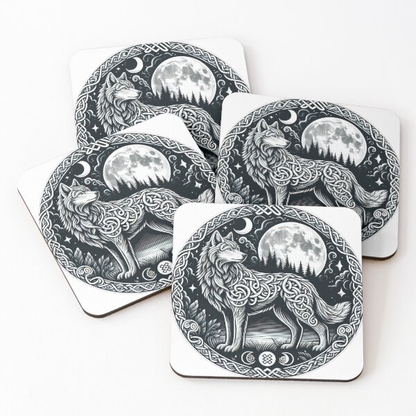 Item preview,  Celtic wolf Tribal North wolf with the moon designed and sold by Expressions-Sel.