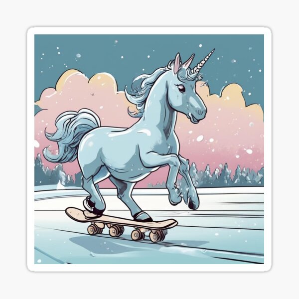 Item preview, Unicorn Ice Skating on Skateboard designed and sold by butikoshop.