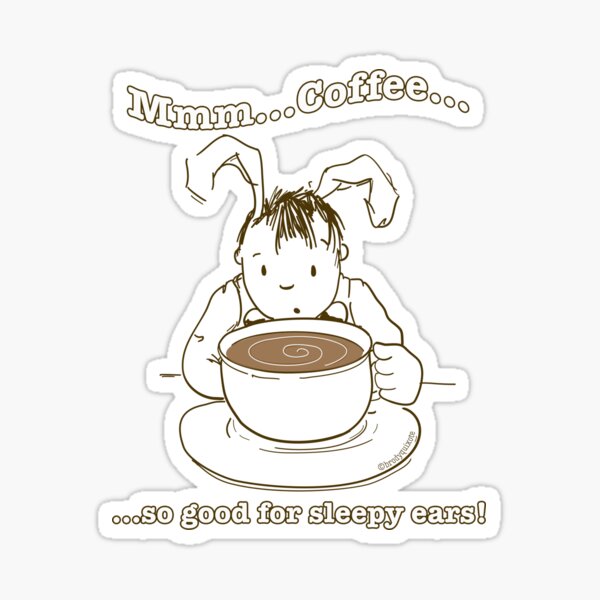 Sleepy bunny drinking coffee from mug on Craiyon