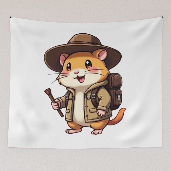 Item preview, Adventurous Chibi  Hamster Explorer designed and sold by BlissfulPrintz.