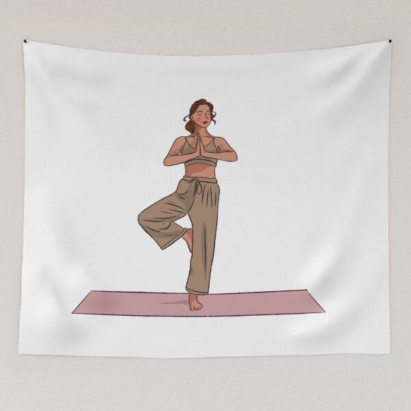 Item preview, A woman doing yoga on pink mat  designed and sold by Hessah-HA.