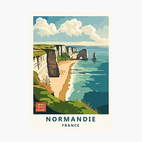 Item preview, Normandy, France travel Poster designed and sold by JJAArt.