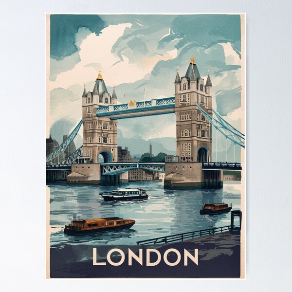 Item preview, London Vintage Travel Poster designed and sold by TravelerRat.