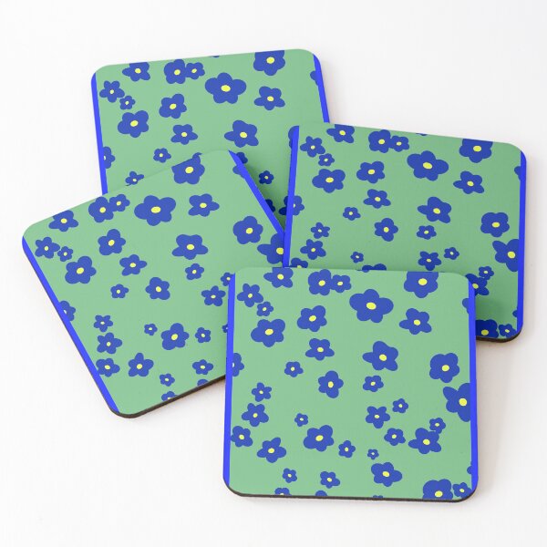 Item preview, Blue flowers on green background designed and sold by CoraNais.