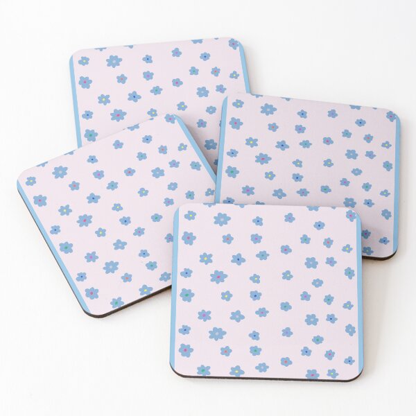 Item preview, Small blue flowers on a pink background designed and sold by CoraNais.