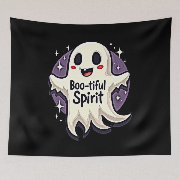 Item preview, Cute ghost with 'Boo-tiful Spirit' designed and sold by artwaves.