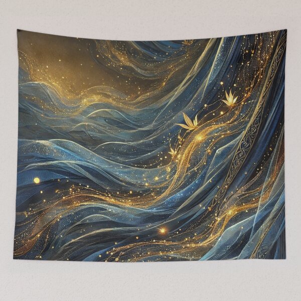Item preview, Woven Dreams in Blue and Gold designed and sold by LegademaArt.