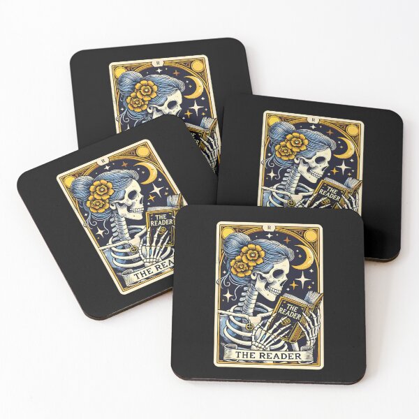 Item preview, The Skeleton Book Lover Reader Reading a Book Tarot Card designed and sold by silverhexagon.