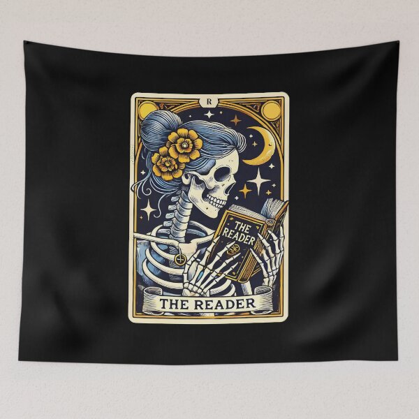 Item preview, The Skeleton Book Lover Reader Reading a Book Tarot Card designed and sold by silverhexagon.