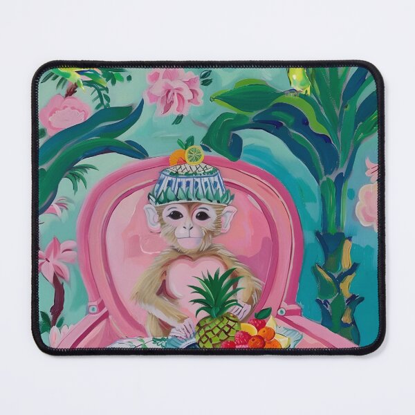 Item preview, Chinoiserie monkey and fruit basket designed and sold by SophieClimaArt.