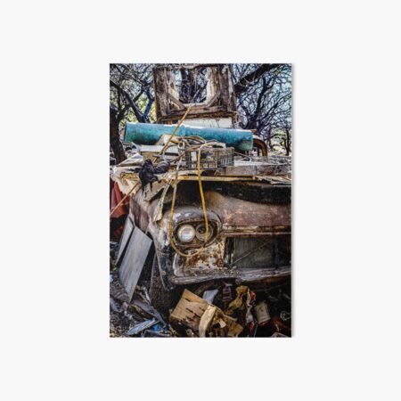 Rusty truck covered in colourful objects - Ajijic, Jalisco, Mexico Art Board Print