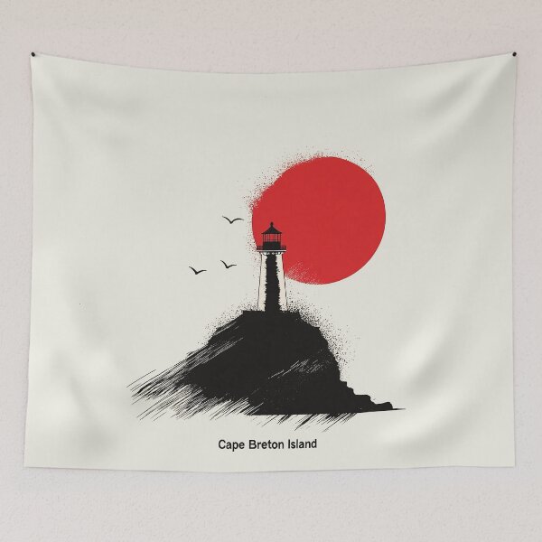 Item preview, Cape Breton Island Lighthouse - Minimalist Coastal Art designed and sold by Retro Travel Design.