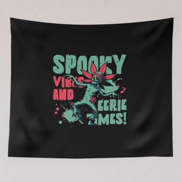 Item preview,  Spooky Vibes and Eerie Times - Retro Zombie Cannabis Halloween Design designed and sold by Jessica  art.
