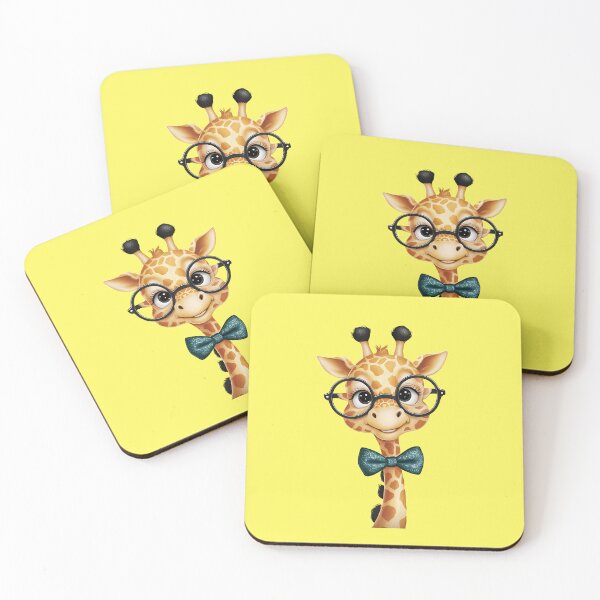 Item preview, A cute, cartoon giraffe wearing round, black glasses designed and sold by PrintableByZaah.
