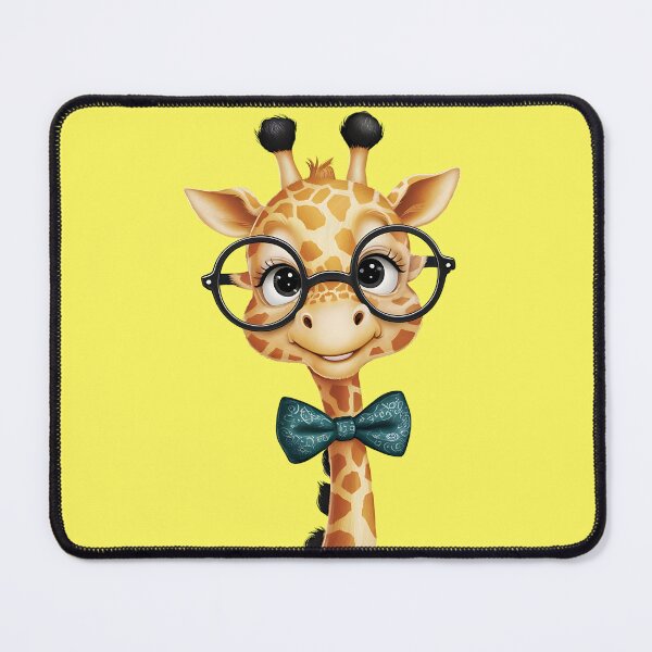 Item preview, A cute, cartoon giraffe wearing round, black glasses designed and sold by PrintableByZaah.