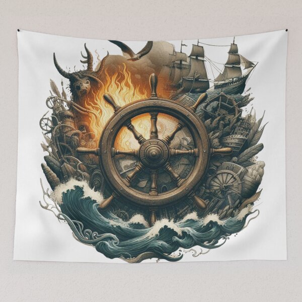 Item preview, Ship Steering Wheel,Fire,War designed and sold by deniz kaya.
