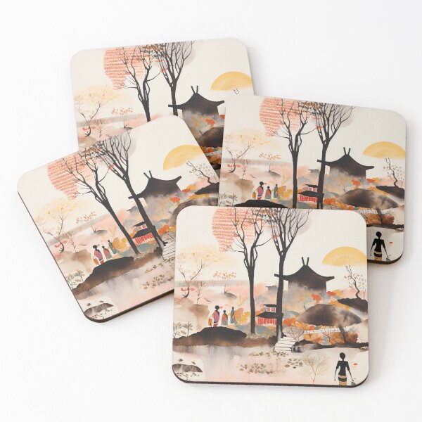 Item preview, Sunset in a Japanese Village designed and sold by Grabbart.