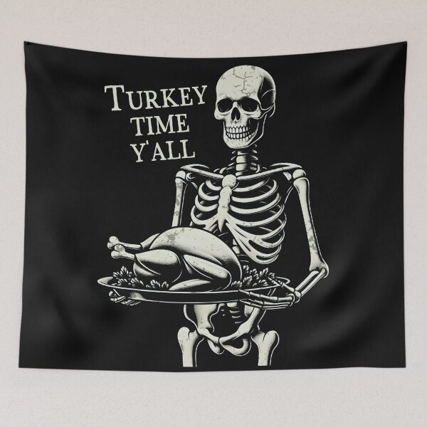 Item preview, Thanksgiving Skeleton Turkey Time Y'all designed and sold by CreepyCornerArt.