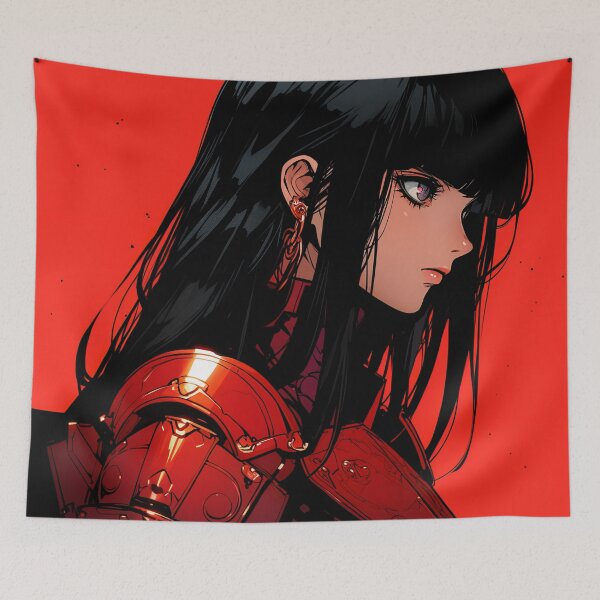 Item preview, Red and Black Sci-Fi Warrior Anime Girl designed and sold by bubblegoth.