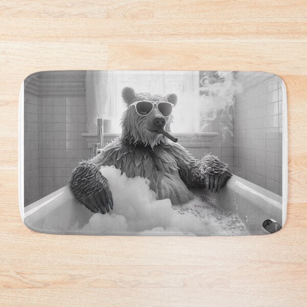 Item preview, Bear in Bathtub Smoking a Cigar, Funny Vintage Photo designed and sold by CheekyAnimalz.