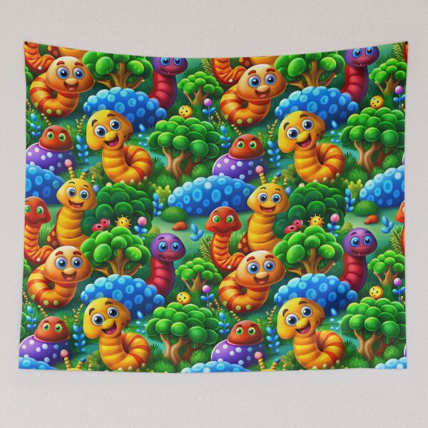 Item preview, Magic Worms Walking Through the Enchanted Forest - Seamless Pattern #6 designed and sold by Second Draft Visuals.