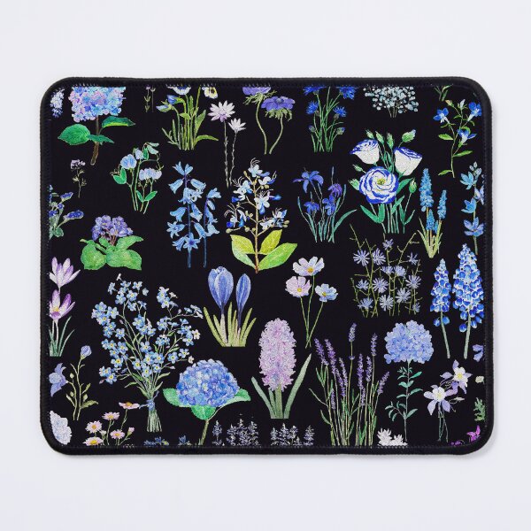 Item preview, hand painted blue and purple flower collection in black background designed and sold by ColorandColor.