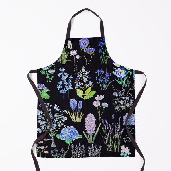 Item preview, hand painted blue and purple flower collection in black background designed and sold by ColorandColor.