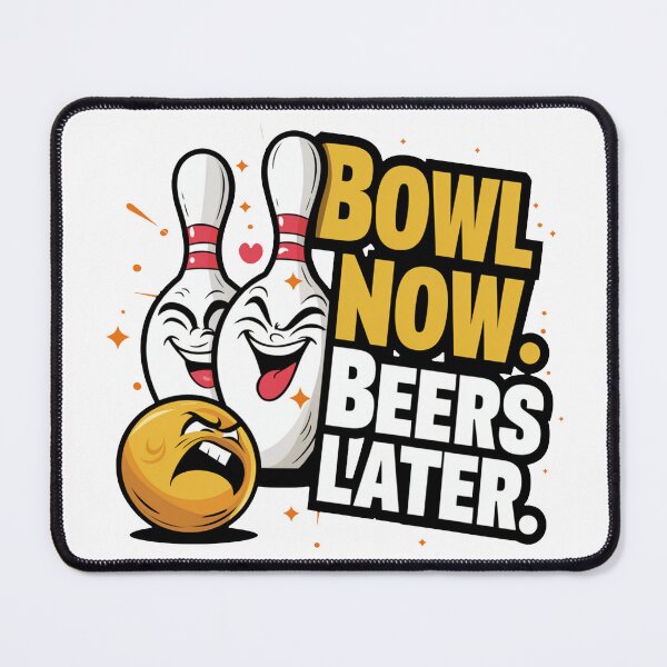 Artikelvorschau, Strike It Fun: Jetzt bowlen, später Bier trinken - Bowling Pins Illustration entworfen und verkauft von StickerAndLove.